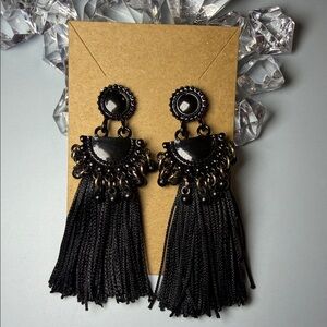 Elegant Black Tassel Earrings NEW.